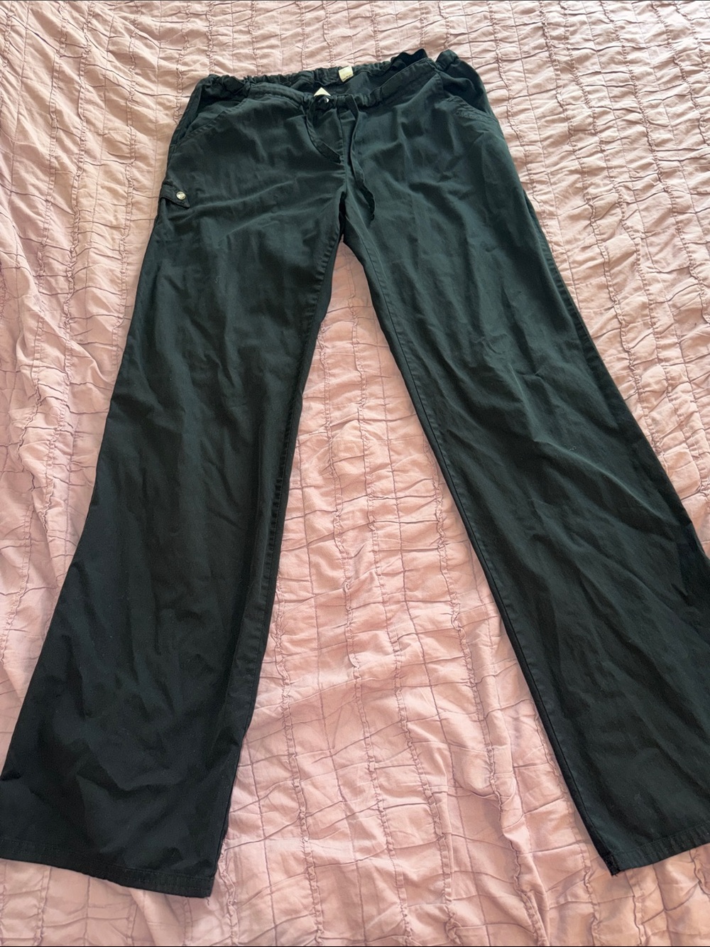 Wide-Leg Drawstring scrub Pants in Black